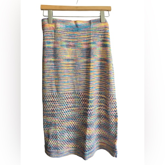 Vibrant Multi Color Crocheted Midi Skirt from Anniewear - Picture 1 of 6
